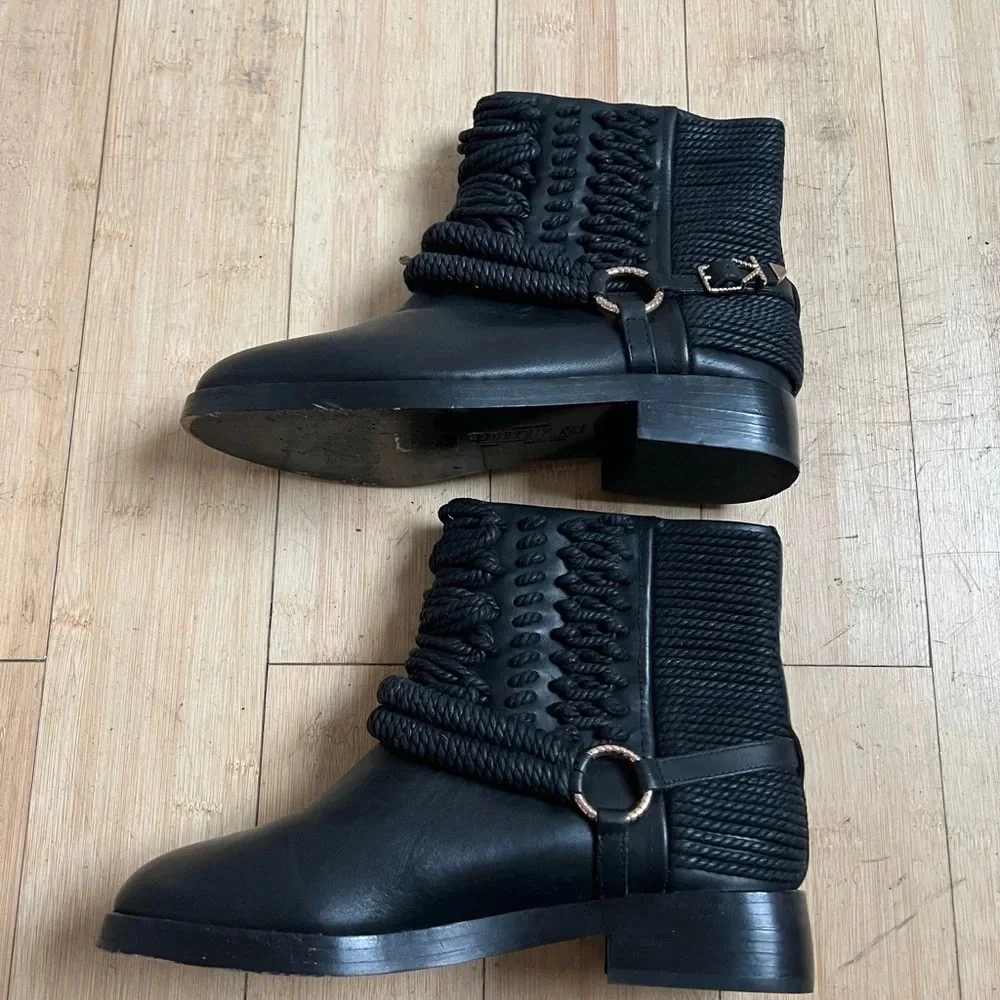 IVY KIRZHNER Women's Leather Bond Engineer Mid Top Boots in Asphalt Sz 7…